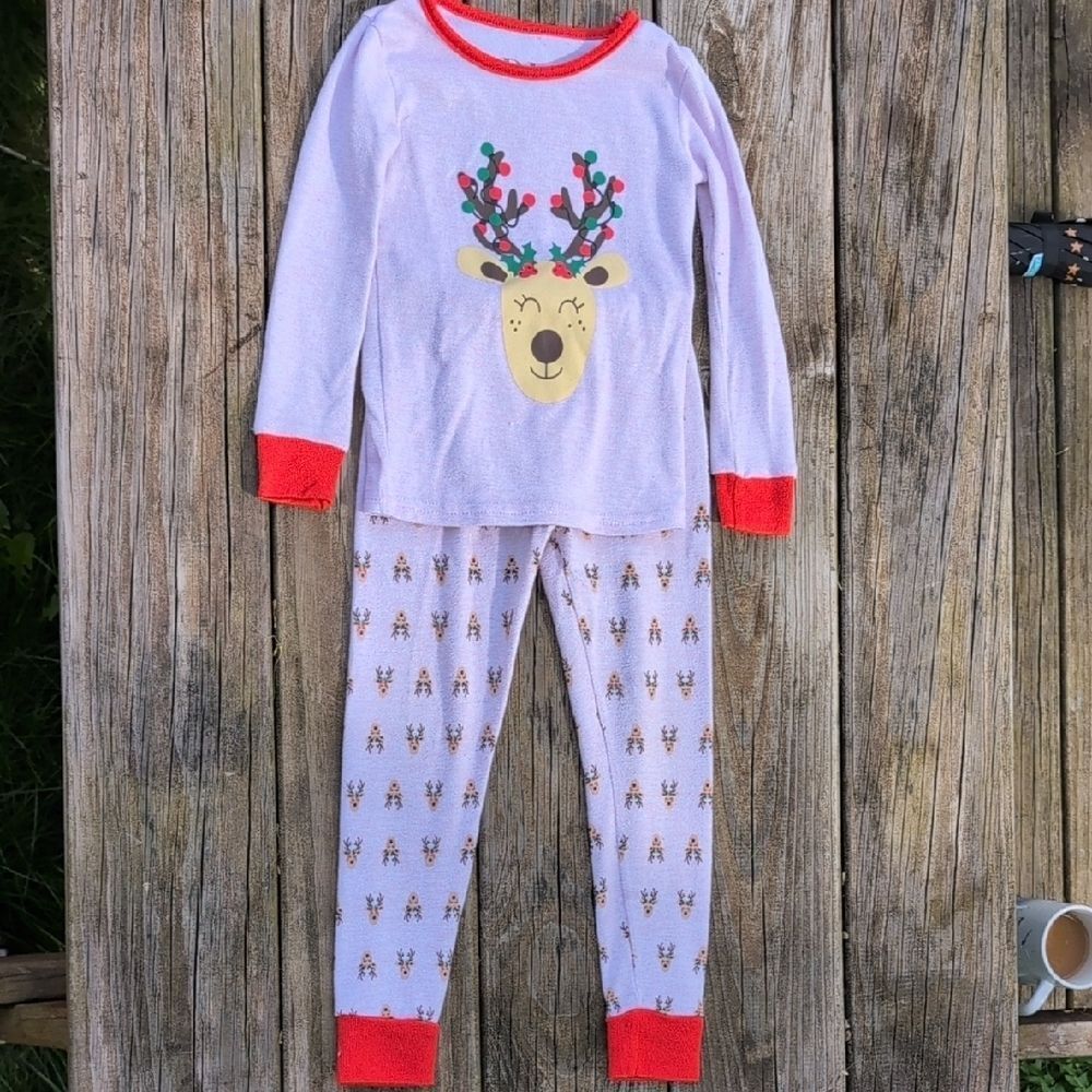 PJ Essentials 3T Girls Pink Reindeer Christmas Long Sleeve Pajama Set